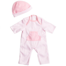 JC Toys | Berenguer Boutique | Baby Doll Outfit | 2-teiliges, hellrosa gestreiftes Overall|Waschbar|Ab 2 Jahren | Für Puppen 23"- 30"