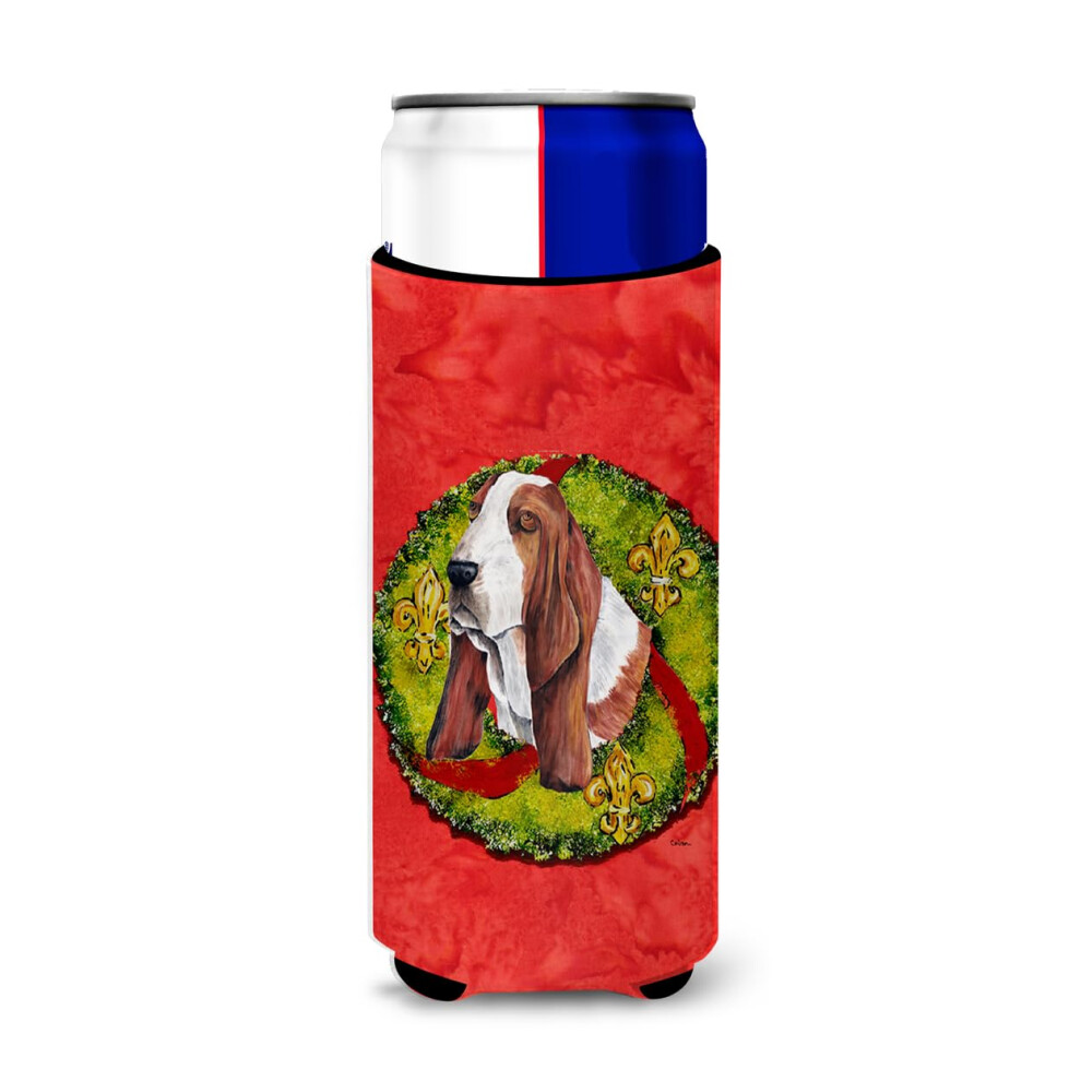 Caroline's Treasures SC9100MUK Couronne De No L Basset Hound Ultra Hugger Pour Canettes Fines Manchon Refroidisseur De Canettes Hugger Manchon De-image