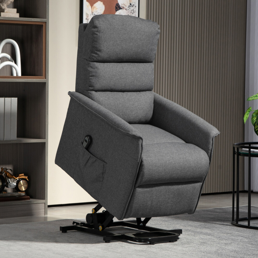 Homcom Power Lift Recliner Electric Reclining Chair With Remote Dark Grey