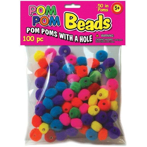 Pepperell Pom-Pom Beads .5"""""""" 100/Pkg  Assorted