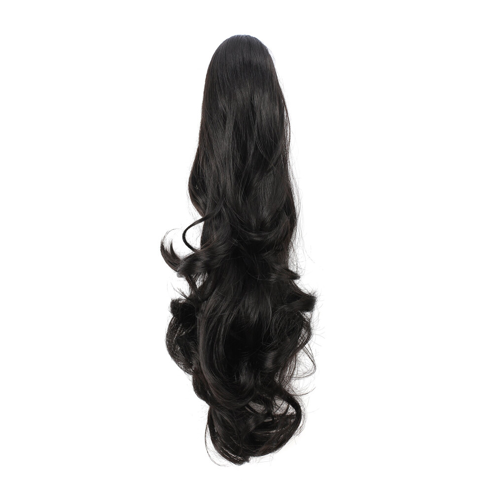 Onedor Unisex Black 20"""""""" Curly Synthetic Clip In Claw Drawstring Ponytail Hair Extension Synthetic Hairpiece 190G With A Jaw/Claw Clip (1#-)