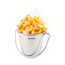 Restaurantware 28 Ounce metalen emmer 1 ronde zilveren emmer - met handvat Voedselveilig Zilver roestvrij staal Grote metalen emmer Gladde afwerking