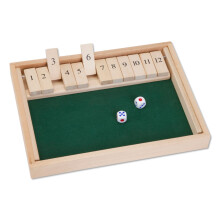 Bits and Pieces - Groot Shut The Box-spel - 3-in-1 bordspel - 12 dobbelstenen bordspel - Houten pub tafelspeldoos - 2 dobbelstenen inbegrepen