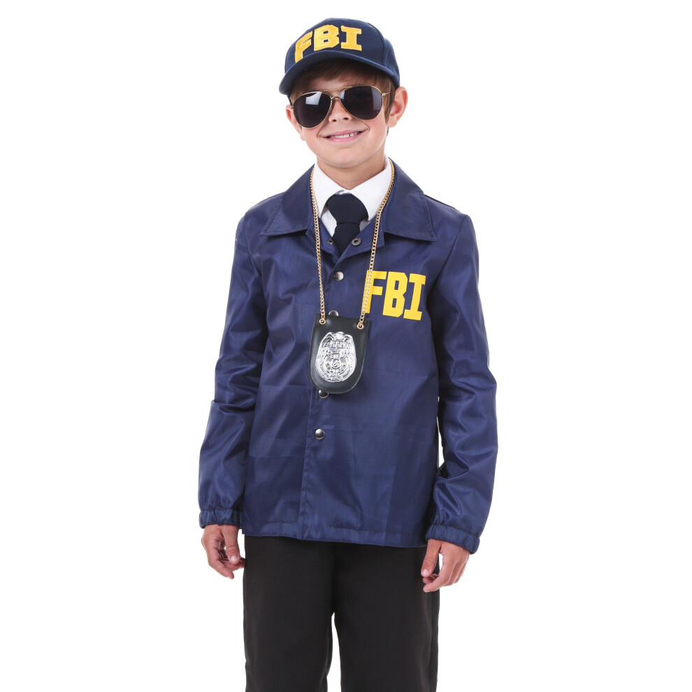 Costume d'agent f   d   ral du FBI pour enfant, veste bleu marine, tenue d'enqu   teur pour Halloween et jeu de r   le