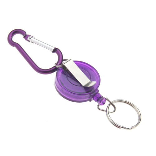 Micro Traders 2 X Chaveiro Retrátil Roxo com Clip Carabiner 2