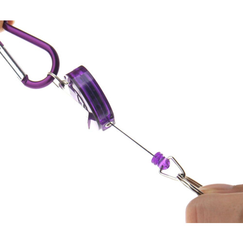 Micro Traders 2 X Chaveiro Retrátil Roxo com Clip Carabiner 1