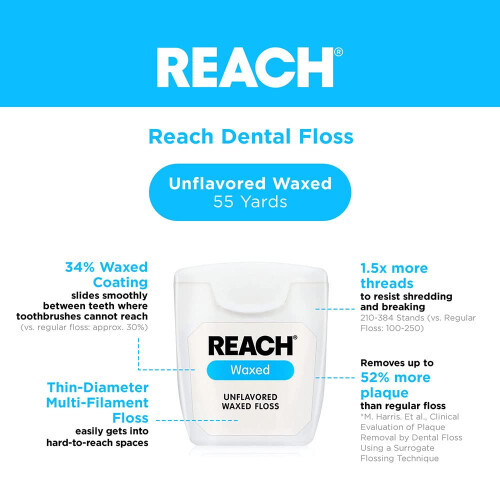 Reach gewachstes Zahnseide-Bundle | Effektive Plaqueentfernung, extra breite Reinigungsfläche 1