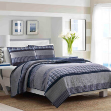 Nautica – King Quilt Cotton Käännettävät vuodevaatteet Kodin sisustus kaikkiin vuodenaikoihin (Adelson Blue King)