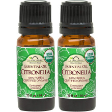 US Organic Citronella Essential Oil USDA certificeret 100% ren 10 ml pakke med 2 forbedrede hætter og dråber - brugt til hudpleje mange DIY -proj