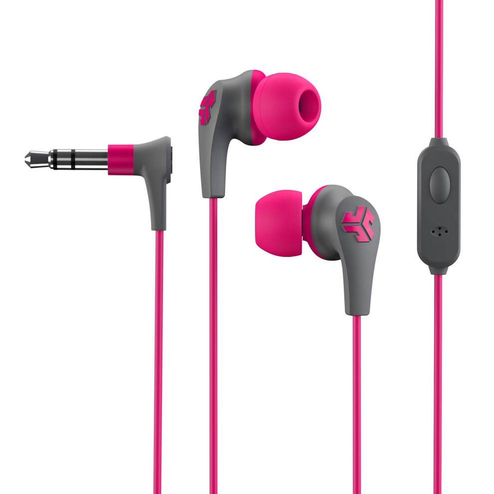JLab JBuds Pro Signature Earbuds  Pink  Titanium 10mm Drivers  Music Controls  Universal Mic  Custom Fit with Cush Fins