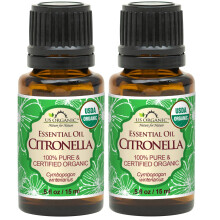 US Organic Citronella Essential Oil USDA certificeret 100% ren 15 ml pakke med 2 forbedrede hætter og dråber - brugt til hudpleje mange DIY -proj
