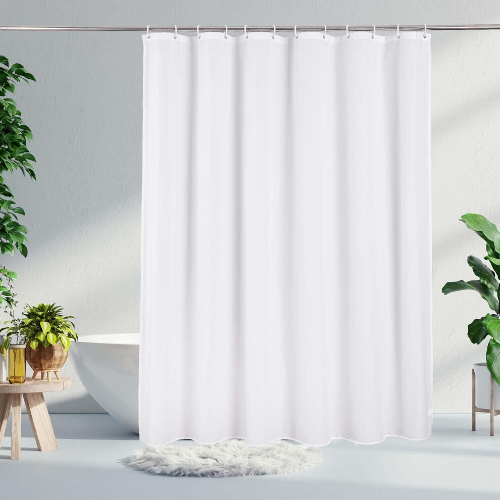 Rideau de douche Eforcurtain en tissu long, 183 x 198 cm, imperm   able, blanc, lavable en machine, polyester