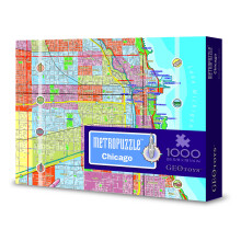 GeoToys Metropuzzle Chicago Jigsaw Puzzles 1000 Pieces Detailed City Map Geography Puzzle Challenging Adult Puzzle Fun Puzzles for Adults Fa