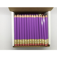Halbe Bleistifte mit Radiergummi Golf Classroom Pew Short Mini sechseckig gespitzt, ungiftig, 2 Bleistiftfarben Flieder (Box mit 48 Stck). Lil