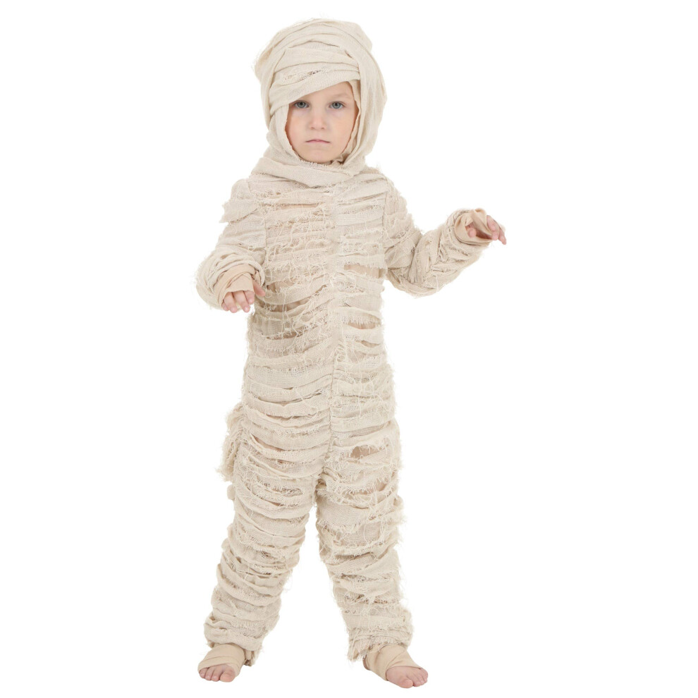 Photos - Fancy Dress Fun Costumes Mummy Costume for Toddlers White Bandaged Undead Egyptian Pharaoh Suit Halloween or Scary Cosplay Dress-Up 4T W