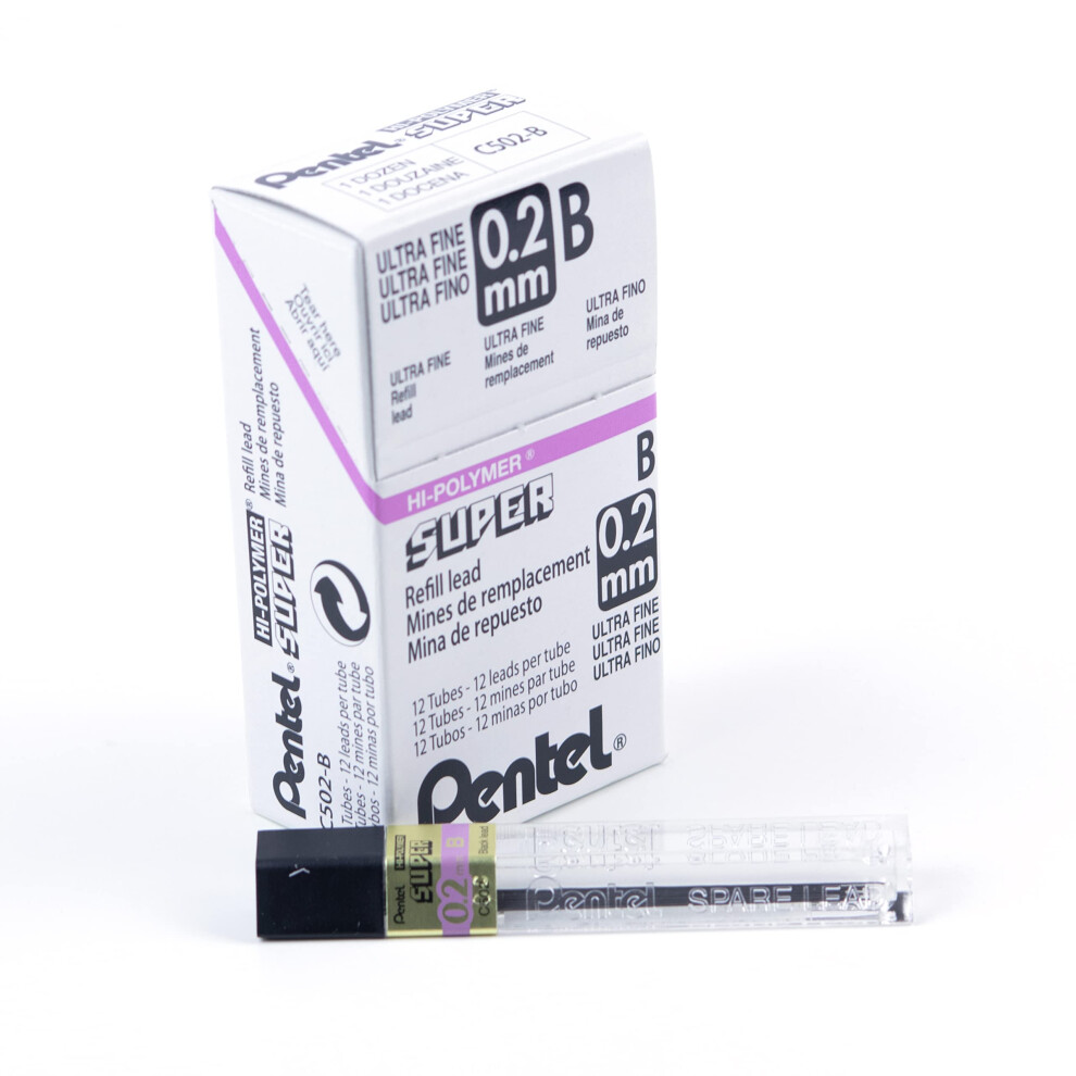 Pentel Super Hi-Polymer Lead Refill 0.2mm    12 Pieces/Tube (C502-B)-image-OPC-PFSWHBC-NEW
