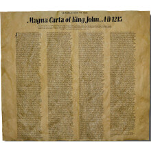 Magna Carta fra King John 1215. 16 """" X 14 """" Engelsk oversættelse fra den originale latin, der er trykt på ægte antik pergament