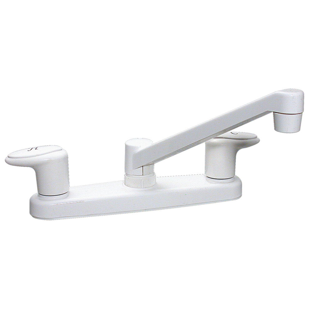 Valterra Phoenix Faucets PF221201 Catalina Two-Handle 8"""" Kitchen Faucet with 8"""" Standard Spout - White