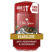 Old Spice Anti-transpirant en Deodorant voor mannen 24/7 Zweet- en geurbescherming Bearglove Geur Onzichtbare Solid Stick Twin Pack 2 x 2,6 oz