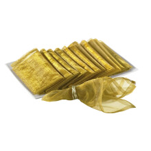 fenncostyles.com Collection Sorbet Serviettes en Organza 20 x 20 Pouces, Set de 12 - Serviettes Dorées pour Mariage