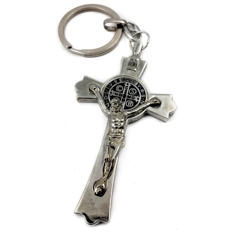 Nazareth Winkel Unisex Nazareth Store Saint Benedict Cross Keychain Catholic Crucifix Medal Keyring Jerusalem Charm 3""""