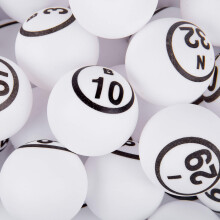 Mr Chips Professional 1,57 (40 mm) Vit bingo -bollar med en enda nummer - Ping Pong -stilbollar fr endast manuell bingobur