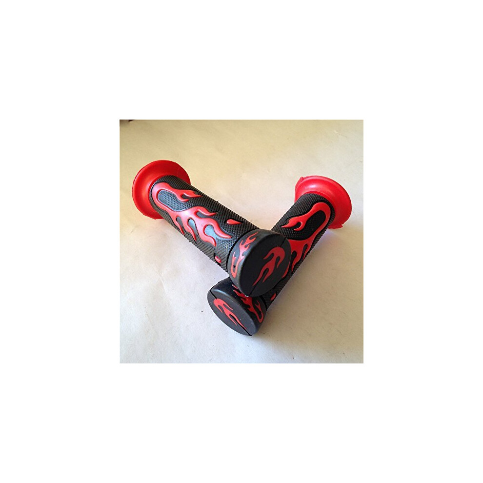 Xkmt- Flame Gel Style H Grips Atv Quad Compatible With Kawasaki Polaris Seadoo Bombardier Jet Ski Atv Foreman Recon Rincon Brute Force Prairiebrui Red 786377378088