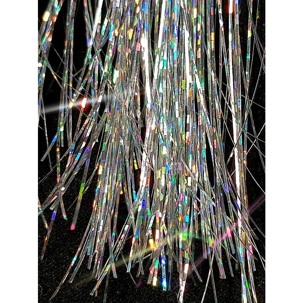 La Demoiselle Unisex Silver 40"""""""" Hair Tinsel 100 Strands (Sparkling )