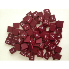 Maroon Wood Scrabble Tiles Set 100 Tiles ~ Spielersatz Scrapbooking Crafts Messages etc.