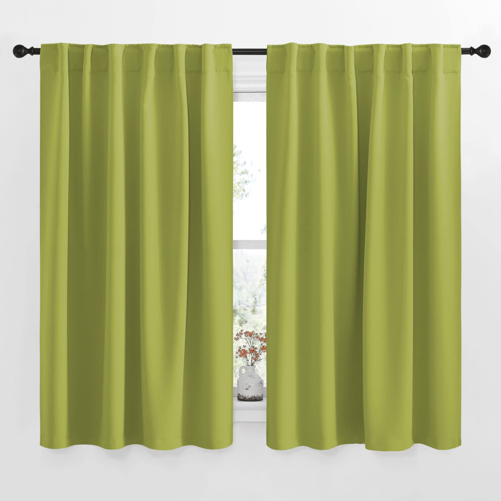 NICETOWN Bedroom Curtains Blackout Drapery Panels - (Grass Green Color) W52 x L63  Double Panels  Window Treatment Blackout Drapery for Windows-image-OPC-PGFDTCH-NEW