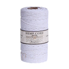 Biely 2mm le ten konopn pag t Hemptique Cord Macram n ramkov nit Artisan Thread 48lbs (205ft cievka)