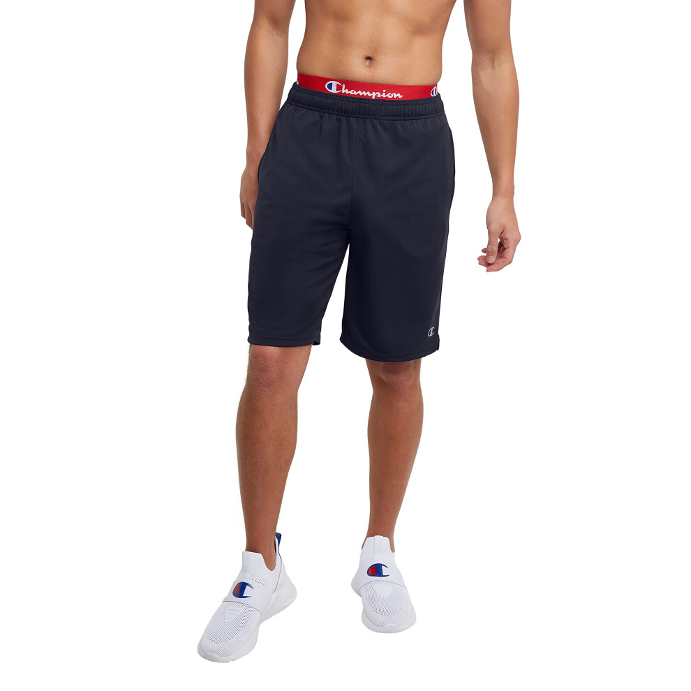 Champion Mens Sport Shorts  Moisture Wicking  Athletic Gym (Reg. Big & Tall) Running-shorts  Navy C Logo  Large US