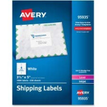 Avery 95935 Witte Verzending Labels, Inkjet/Laser, 3 1/2 x 5, Wit, 1000/Doos
