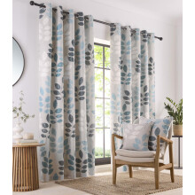 (46 x 72" (117x183cm)) Lined curtains eyelet ring teal blue grey