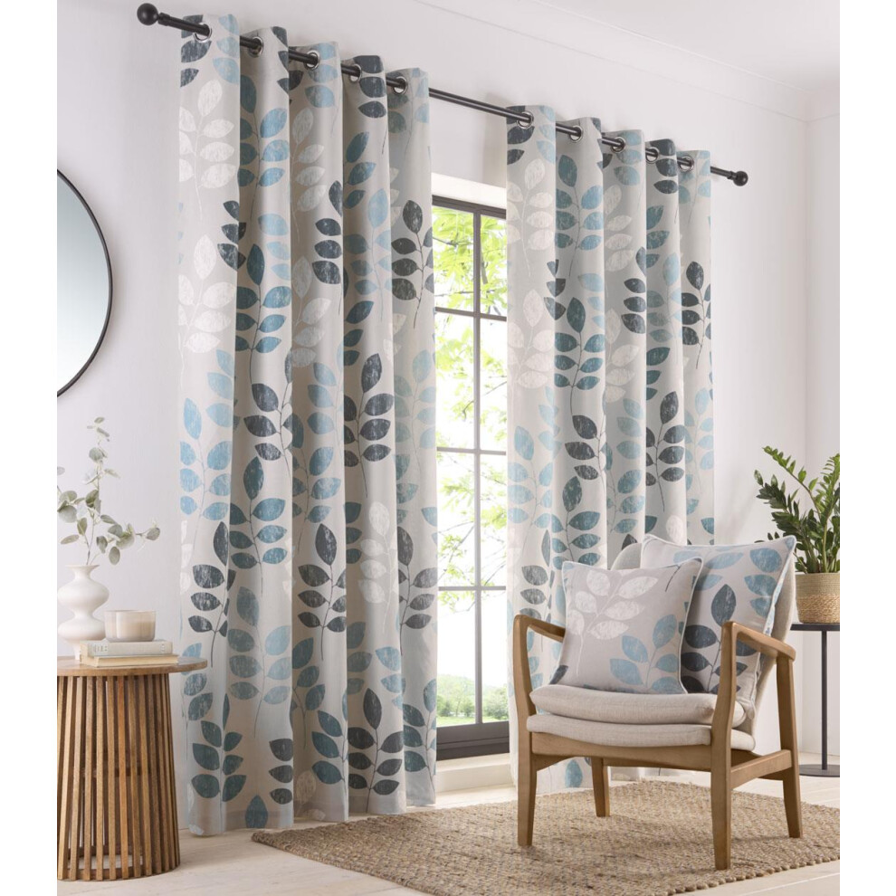 Homemaker Bedding (46 X 72" (117X183cm)) Lined Curtains Eyelet Ring Teal Blue Grey