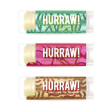 Hurraw! Pitta (Coconut Mint Lemon Grass) Kapha (Grapefruit Ginger Eucalyptus) Vata (Almond Cardamon Rose) Lip Balms 3 Pack Bundle: Organic C