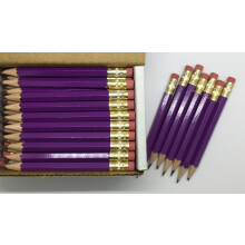 Halbe Bleistifte mit Radiergummi Golf Classroom Pew Short Mini Small. Ungiftig von Church sechseckig gespitzte 2-Bleistift-Farbe Hellviolett. B