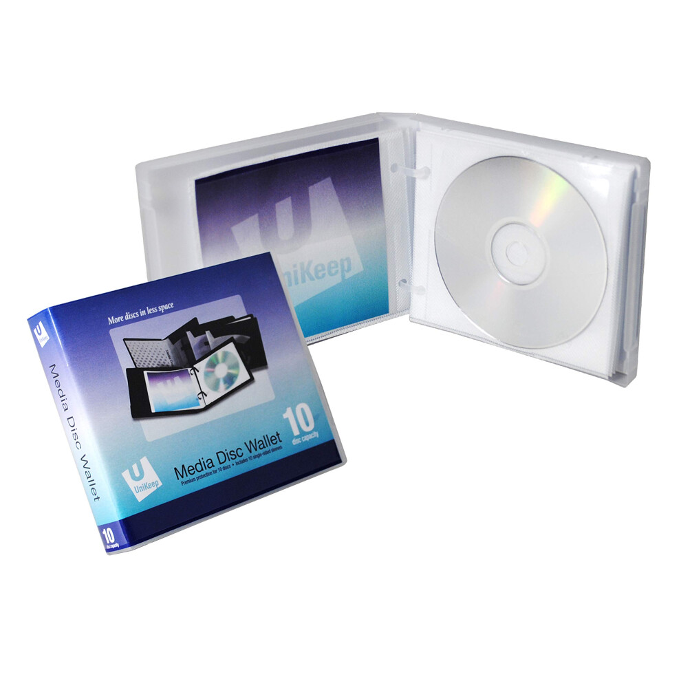 UniKeep Disc 10 CD/DVD Wallet with Pages (6.38"""" x 5.44"""" x 1.135"""") - Case of 20 (Clear)-image-OPC-PFN2VQW-NEW
