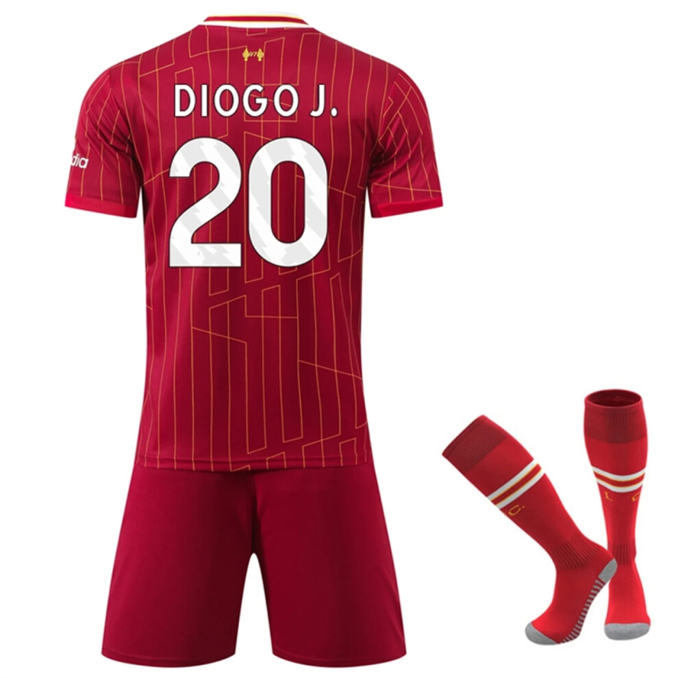 (22(120-130CM)) 24/25 Home Red Activewear No.20  Diogo J Football Fans Training Shirt Kits For Kids And Adult Customizable