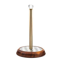 MACKENZIE-CHILDS Wood Paper Towel Holder Decorative Paper Towel Holder for Kitchen Black-and-White Courtly Check