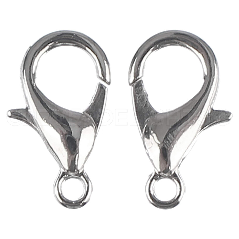 100Er-Packung Cleverdelights-Karabinerverschl Sse 12 X 6 Mm Farbe Platinsilber-image