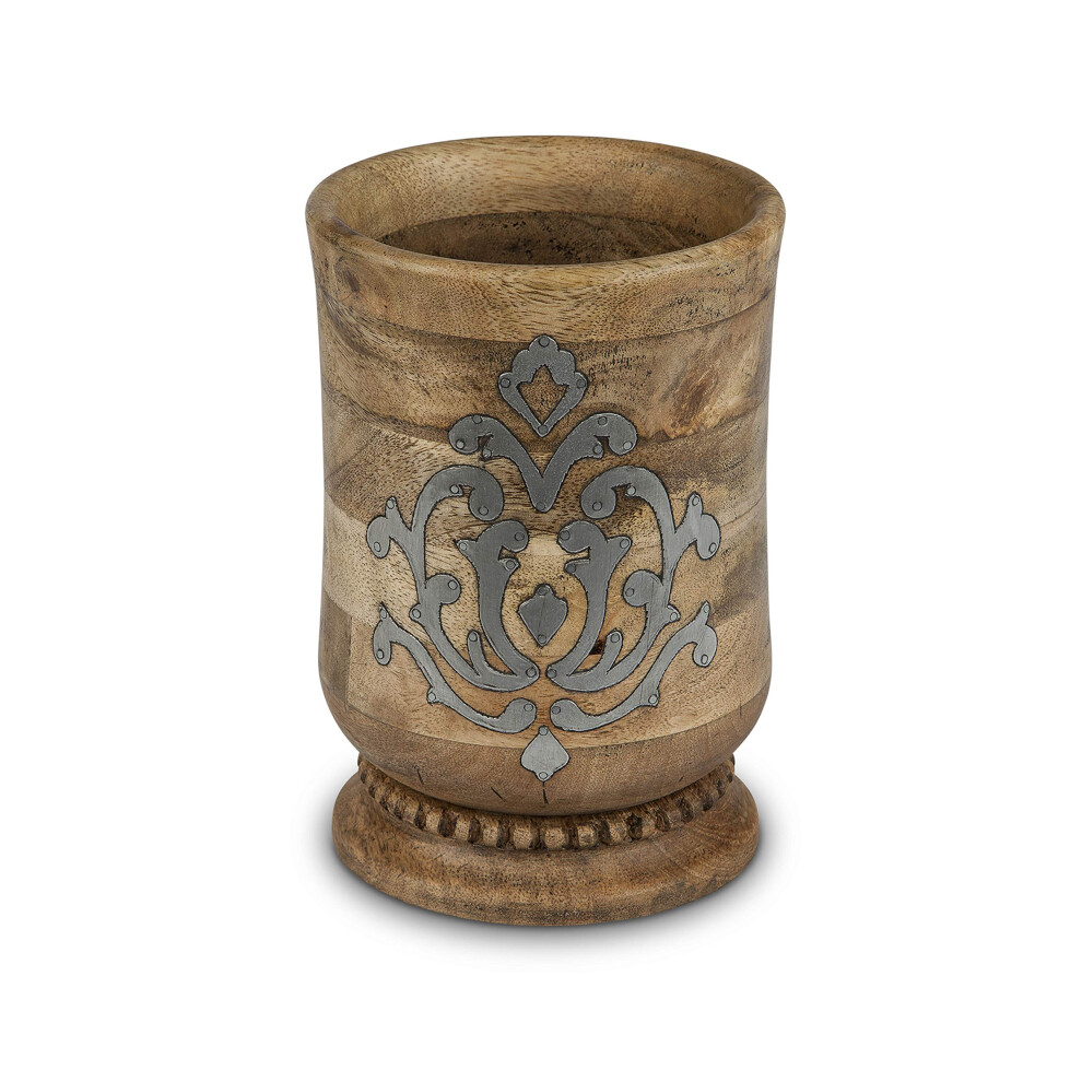 8.25-Inch Tall Wood and Metal Inlay Heritage Collection Utensil Holder-image-OPC-PDPB55J-NEW