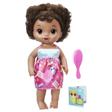 BABY ALIVE SCHOOLBEREIT BABY: Puppe mit schwarzem Lockenhaar, Schuloutfit, Zubehör wie Notizbuch & Bürste, für 3-Jährige