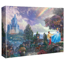 Thomas Kinkade Studios Disney Cendrillon souhaite sur une galerie de reve enveloppant toile art | Art mural sans cadre | Le certificat d'authenti