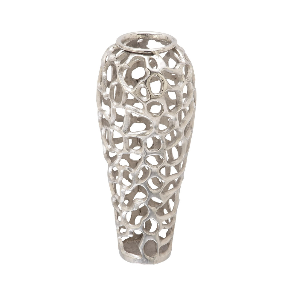 Jardini   re en m   tal Deco 79 Benzara   : sublimez l'attrait d   coratif des petits espaces, argent, 20,3 cm (L) x 20,3 cm (l) x 48,3 cm (H) (37663)