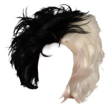 Kenguru Cruella De Vil parka: Fekete-fehr parka Tkletes Cosplay Halloweenhez s 101 dalmt tmj rendezvnyekhez, flig fekete flig fehr, k