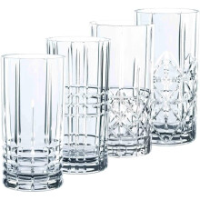 Nachtmann Highland Collection Crystal 6 Long Drink-glass?t med 4 med forskellige glasm?nstre til cocktails eller ikke-alkoholiske drikkevarer 445
