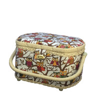 Cesto da Cucito Premium con Motivo Gufo e Kit da Cucito da 41 Pezzi, 26.7x20.3x17cm