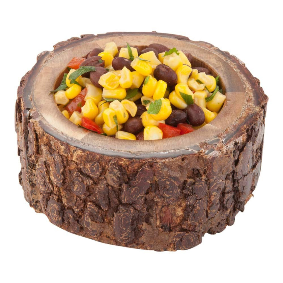 Restaurantware 10 Ounce Wood Serving Bowl 1 Small Rustic Wood Bowl - Varnished With Bark Edges Round Natural Acacia Wood Wood Soup Bowl For Appetizers-image-OPC-PFRNB96-NEW