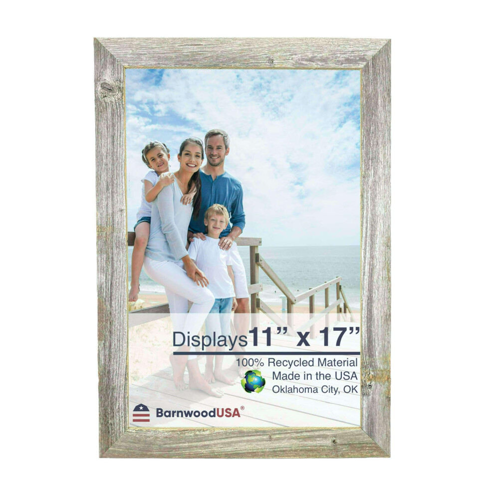 Barnwoodusa | Cadre Photo Style Ferme 11 X 17 | Moulure De 1 1/2 Po | 100 % Bois R Cup R | Rustique | Gris Patin Naturel-image